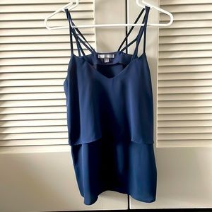 Navy strappy camisole with ruffle size small